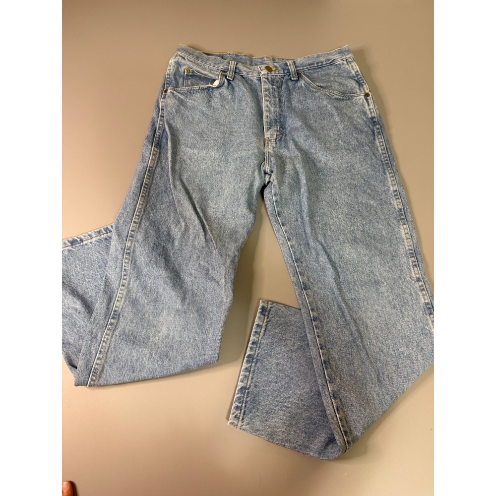 Wrangler Authentic Jeans Mens 34x30 Light Wash Straight Leg Denim 96501SL